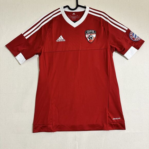 ADIDAS FC BAYERN MUNCHEN GLOBAL PREMIER SOCCER MEN SIZE SMALL CLIMACOOL #36 RED - Picture 1 of 9